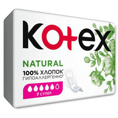 Прокладки "KOTEX" Natural супер 7 шт.(10)