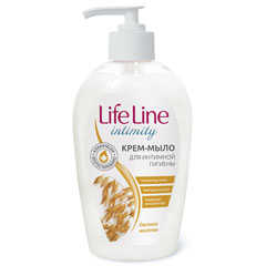 Мыло жидкое для интимной гигиены "LIFE LINE" крем овсяное молочко 280 мл.(15)