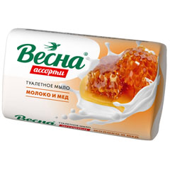 Мыло туалетное "ВЕСНА АССОРТИ" молоко и мед 90 гр.(72)