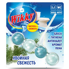 Чистящее средство "WIKKY" подвеска для унитаза хвойная свежесть шарики 1 шт.(72)