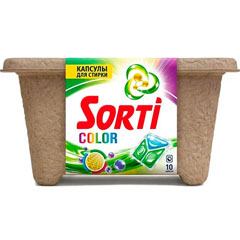 Моющее средство для стирки "SORTI" капсулы колор картон 10 шт х 13 гр.(4)