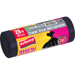 Мешки для мусора "АВИКОМП" рулон 20 литров черные 30 шт.(60)