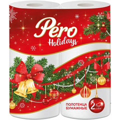 Полотенце бумажное "PERO" holidays 2-х слойное 2 шт.(12)
