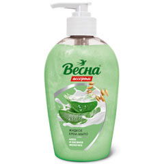 Мыло жидкое "ВЕСНА АССОРТИ" крем алое и овсяное молочко диспенсер 280 гр.(15)