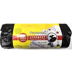 Мешки для мусора "ПНД" ромашка 9 мкм черные 60 л. 25 шт.(25)