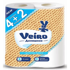 Бумага туалетная "VEIRO" 2-х слойная белая домашняя 6 шт.(8)