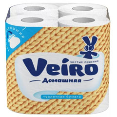 Бумага туалетная "VEIRO" 2-х слойная белая домашняя 8 шт.(6)
