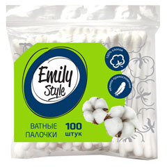Палочки ватные "EMILY STYLE" пакет 100 шт.(52)