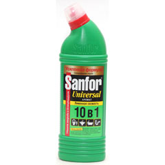 Чистящее средство "SANFOR UNIVERSAL" 10 в 1 санитарно - гигиеническое свежесть лимона 750 мл.(15)