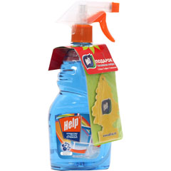 Моющее средство для стекол "HELP" свежий озон с курком 500 мл.(12)