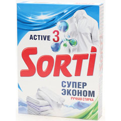 Стиральный порошок "SORTI СУПЕР ЭКОНОМ" голубой поток 350 гр.(24)