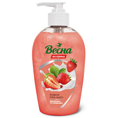 Мыло жидкое "ВЕСНА АССОРТИ" крем земляника со сливками диспенсер 280 гр.(15)