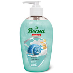 Мыло жидкое "ВЕСНА АССОРТИ" крем  морские минералы и соевое молочко  диспенсер 280 гр.(15)
