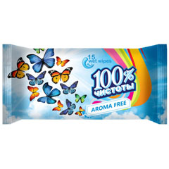 Салфетки влажные "100% ЧИСТОТЫ" без запаха 15 шт.(78)