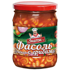 Фасоль "ЗНАТОК"  печеная с грибами ст./б 480 гр.(12)