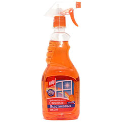 Моющее средство для стекол "HELP" для мытья пластиковых окон апельсин с курком 750 мл /1-0336/(12)