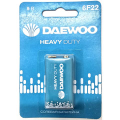 Элемент питания "DAEWOO HEAVY DUTY" солевые 6F22 1 шт.(12)