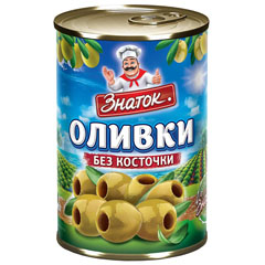 Оливки "ЗНАТОК" без косточки ж/б (ключ) 300 мл.(12)