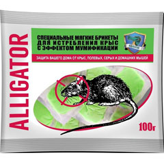Средство от грызунов "АЛЛИГАТОР" от мышей зерно 100 гр.(50)
