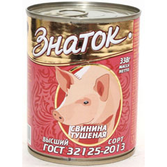 Свинина тушеная "ЗНАТОК" в/с ж/б (ключ) 338 гр.(45)