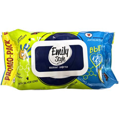 Салфетки влажные "EMILY STYLE" антибактериальные с крышкой 120 шт.(14)