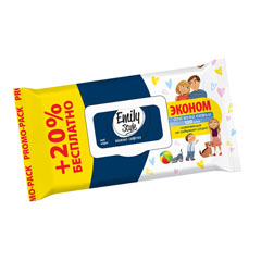 Салфетки влажные "EMILY STYLE" для всей семьи с клапаном 120 шт.(14)