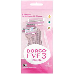 Бритвенный станок "DORCO EVE" 3 одноразовый женский 3 лезвия плавающая головка увлажняющая полоса 4 шт.(12)