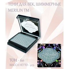 Тени для век "MERILIN" №15 тон 60 серо-синий с белым сиянием 1 шт.(6)