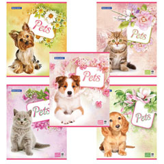 Тетрадь общая "BRAUBERG" Любимчики скоба А5 48 л клетка 1 шт.(10)