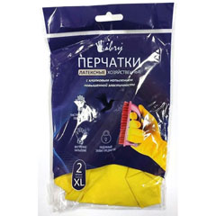 Перчатки "LIBRY" хозяйственные латексные с хлопковым напылением повышенной эластичности размер XL 1 пара.(1)