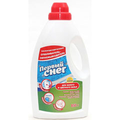 Отбеливатель "ПЕРВЫЙ СНЕГ" пятновыводитель кислородный 850 мл.(9)