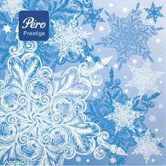 Салфетки бумажные "PERO PRESTIGE" новогодние снежный вальс 3-х сл. 33*33 см. 20 шт.(12)