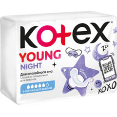 Прокладки "KOTEX" янг ночные 6 шт.(10)