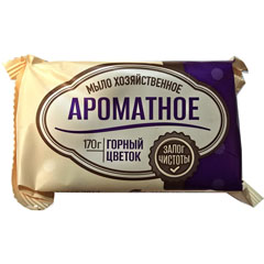 Мыло хозяйственное "ЗАЛОГ ЧИСТОТЫ" 72% ароматное горный цветок 170 гр.(36)