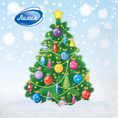 Салфетки бумажные "ЛИЛИЯ" 33*33 см новогоднее чудо 2-х сл. 20 шт.(15)