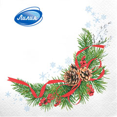 Салфетки бумажные "ЛИЛИЯ" 33*33 см хвойная 2-х сл. 20 шт.(15)