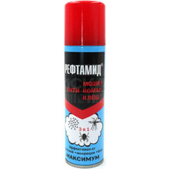 Средство от насекомых "РЕФТАМИД" максимум спрей от комаров, мошек, клещей 147 мл.(24)