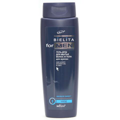 Гель для душа "BIELITA FOR MEN" для волос и тела 400 мл.(18)