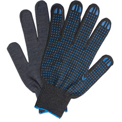 Перчатки "ХЛОПЧАТОБУМАЖНЫЕ" ПВХ 6-ти нитка 10 класс черные 1 пара.(300)