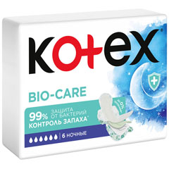 Прокладки "KOTEX" Bio Care ночные 6 шт.(10)