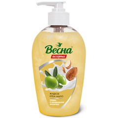 Мыло жидкое "ВЕСНА АССОРТИ" крем олива и миндальное молочко диспенсер 280 гр.(15)
