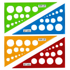 Треугольник "ПИФАГОР" пластик 30*19 см с окружностями прозрачно-тонированный ассорти 1 шт.(20)