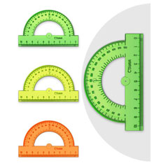 Транспортир "BRAUBERG" пластик 10 см 180 прозрачный неон ассорти 1 шт.(20)