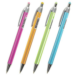 Ручка шариковая "BRAUBERG CTRIPES" автомат корпус ассорти узел 0,5 мм линия 0,3 мм синяя 1 шт.(24)