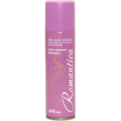Лак для волос "РОМАНТИКА" очень сильной фиксации с В-каротином (розовый) 145 мл.(24)