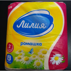 Бумага туалетная "ЛИЛИЯ" ромашка 2-х слойная 4 шт.(12)