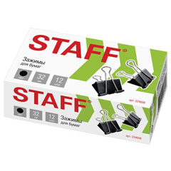 Зажим для бумаг "STAFF EVERYDAY" черные 32 мм 12 шт на 140л.(12)