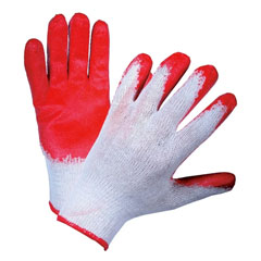 Перчатки ХБ обливные с одинарным покрытием красные 13 кл 1 пара /в запайке 10 шт/.(300)
