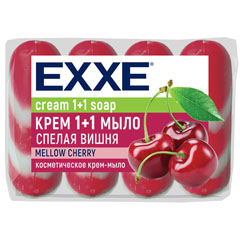 Мыло туалетное "EXXE" 1+1 спелая вишня полосатое красное 4*75 гр 300 гр.(12)