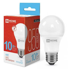 Лампа светодиодная "IN HOME" LED-А60-VC 10Вт Е27 6500К (дневной синий свет) 1 шт.(100)